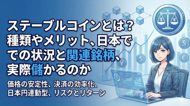 ステーブルコインとは？種類やメリット、日本での状況と関連銘柄、実際儲かるのか